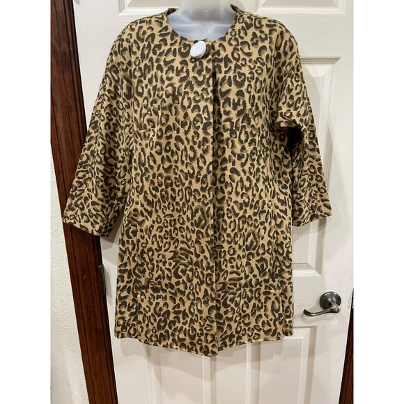 NWT Cabi By Carol Anderson Leopard Print 3/4 Sleeve Jacket M Cotton Blend Womens - Picture 9 of 11